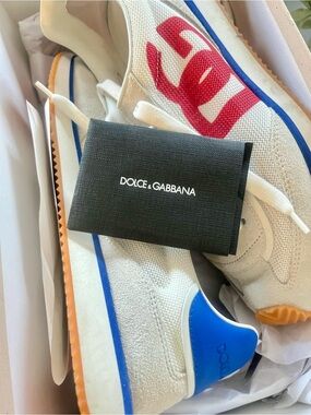Authentic D& G Men's White and Blue Athletic Shoes size 9 beautiful made in 🇮🇹